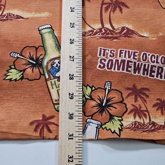 Big Dogs Shirt Men L Orange Hawaiian SS It's Five O'Clock Somewhere! Print Beach - Picture 6 of 12